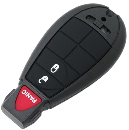 BROVACS Custodia di ricambio per chiave + Chiave di emergenza non tagliata compatibile con CHRYSLER DODGE JEEP VOLKSWAGEN, guscio per chiave telecomando con 3 pulsanti per apertura senza chiave, 2