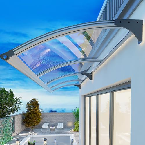 Vordach Haustür Überdachung Haustürvordach,Türvordach Haustürvordach Pultvordach Tür Fenster Markise Sonnen Regen Shelter Roofing für Außen terrassen Garten Balkon (80x110cm)