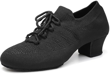 Uonpie Womens Latin Practice Dance Shoes Dance Teacher Shoes | Lace up Training Low Heel Professional Breathable Ballroom Practice Shoes