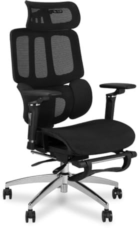MUSSO H80 Pro Ergonomischer Bürostuhl, Mesh Schreibtischstuhl Mit 3-Zonen Dynamischer Lendenwirbelstütze 4D Verstellbare Armlehne 5-stufig Verstellbare Rückenlehne Bürostuhl Fußablage