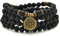 Armband oder Halskette aus 108 heilenden Mala-Perlen mit goldenem Lotus-Anhänger (Lava)
