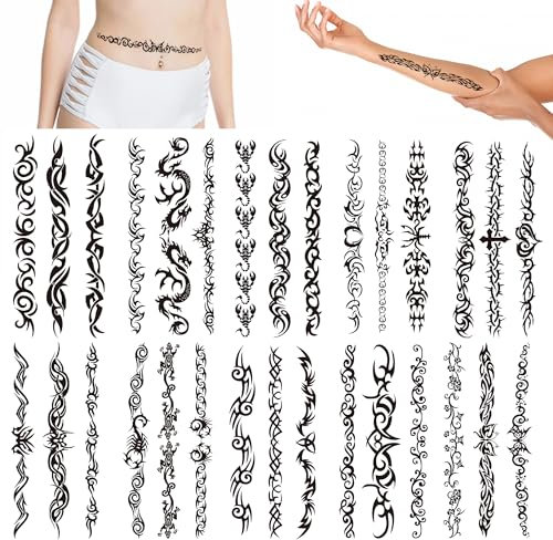 30 Feuilles Tatouages Temporaires pour Femmes Tatouages Temporaires Ventre Sexy Imperméables Tatouage Taille Faux Autocollants Tatouage pour Femmes et aux Filles Césarienne Cicatrice Taille Poitrine