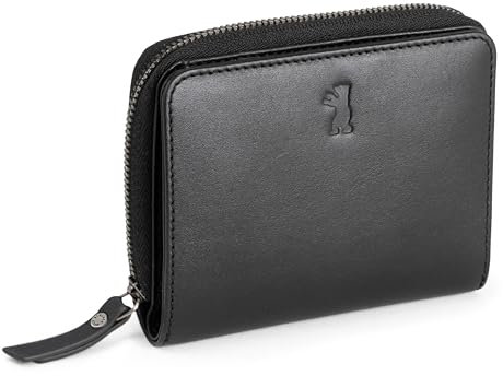 Berliner Bags Premium Geldbörse Sara, Kleine Portemonnaie, Geldbeutel aus Leder, mit TÜV-gepruftem RFID-Schutz, inkl Geschenk-Box, für Damen - Schwarz