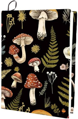 CRASPIRE Fundas Elásticas para Libros Funda para Libros con Forma de Hongo Funda para Libros con Forma de Planta Y Hojas de 15.7 x 9.8 Pulgada Funda Elástica Rectangular de hasta 9 x 11 Pulgadas