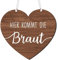 MEJOSER Hochzeit Schild Holz 22cm Hochzeitsdeko Hier Kommt die Braut Herz Trauung Deko Hochzeitsschild für Blumenmädchen Blumenkinder Brautjungfer Stuhl Wand Braut Team Braut JGA