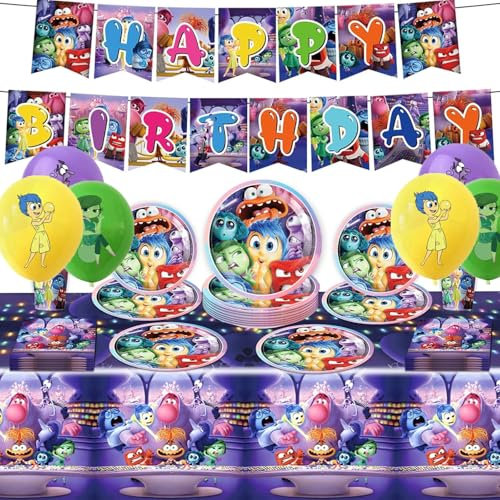 Inside Out Ensemble de vaisselle de fête pour enfants Décoration d'anniversaire (Jaune)