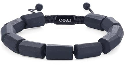 COAI Naturstein Armband aus Schwarzer Turmalin Echter Edelstein Armband für Herren