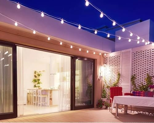 Kovalmax® Catena luminosa 15 porta lampada e27 cavo bianco corda 16 mt prolunga esterno