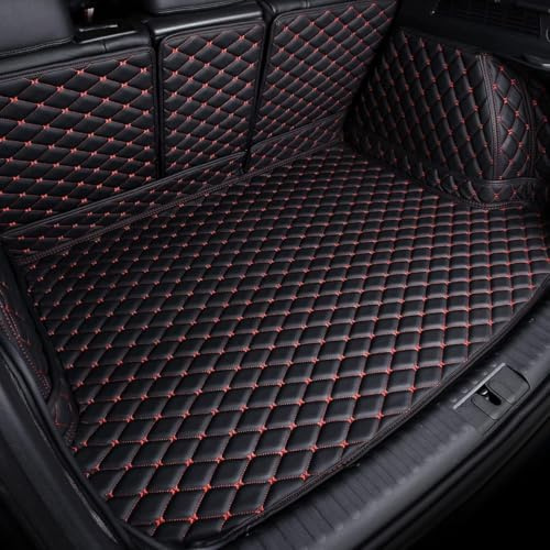 Auto Leder Kofferraummatten für Cupra Terramar VZ 2.0 TSI 4Drive 2024 2025+, Wasserdicht Antirutsch Kofferraumwanne Schutzmatte Kratzfest Teppiche Zubehör,BlackRed