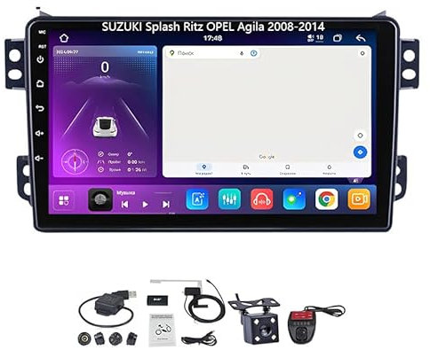XIXIYAN Autoradio Bluetooth Car Multimedia Navigations GPS Für Suzuki Splash Ritz OPEL Agila 2008-2014 Auto Zubehör Einfügen Und Verwenden Car Video Player Carplay Player,8 Core 4G+WiFi 12G+256G