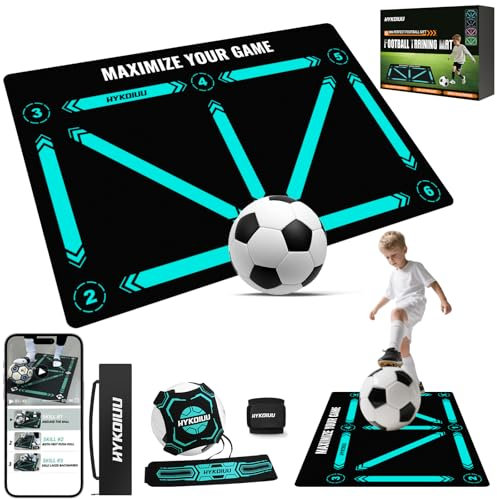 Tapis Foot Entrainement Avec Kick EntraîNeur 90x60cm Tapis Entrainement Football Accessoire – Pas De Football & ContrôLe Du Ballon, Dribble Football – Tapis D’EntraîNement Pour Cadeau Football Enfant