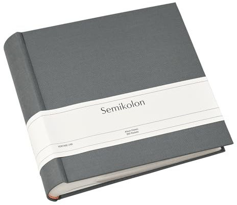 Semikolon 374264 Fotoalbum Classic für 200 Fotos im Format 10 x 15 cm, Einsteckalbum mit Buchleinenbezug, lava stone, grau