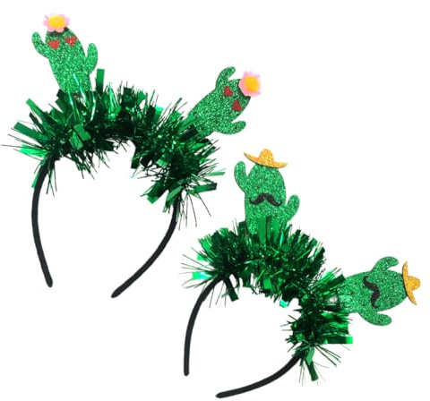 Happyyami 2 Stück Kaktus Haarreif Paar mit Hoher Elastizität aus Filz und Faser Grünes Haarband für Party und Fotografie Requisiten Entzückendes Karneval Haarschmuck