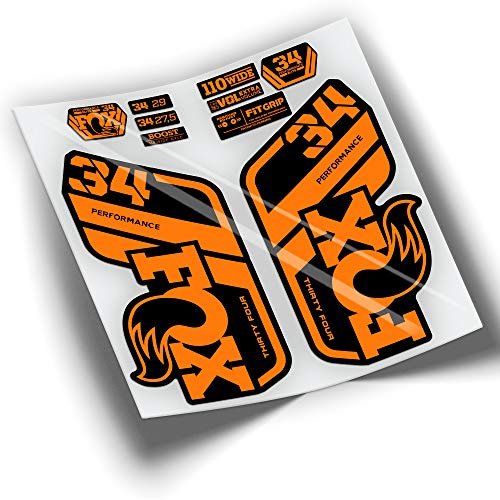 Rif:VP417 Adesivi compatibili con forcella FOX 34 PERFORMANCE 2021-2025 MTB, adesivi, adesivi per mountain bike. (ARANCIA)