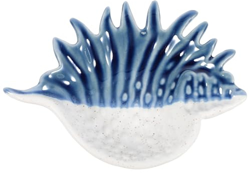 DECORNIJIA Coupelle Bijoux Céramique Décor Mer Plateau Rangement Bijoux Polyvalent Support Boucle Oreille et Collier Organiseur Élégant pour Bureau et Chambre Style Méditerranéen Bleu
