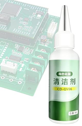 Silicone Grease Remover, 50ml CPU Grease Removal Liquid, Electronic Chip Heat Sink Cleaner Fluid, Safe Component Thermal Compound Remover, Precision Tech Cleaning Style Design, PC Repair Use