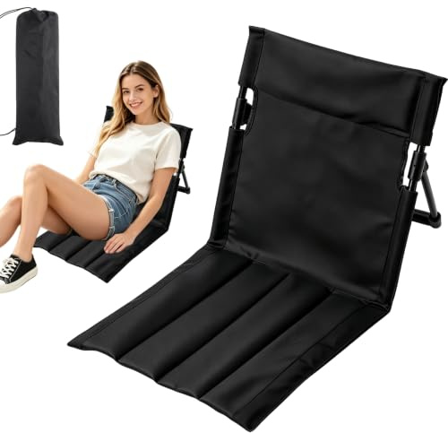 Hiacinto Faltbarer Bodenstuhl mit Rückenlehne Schwarz 40,5×40×39cm
