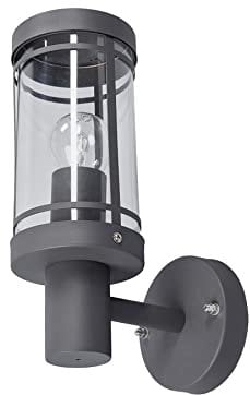 Lindby Edelstahl Wandlampe aussen, Aussenwandleuchte dunkelgrau spritzwassergeschützt IP44 1x E27 max. 60W ohne Leuchtmittel Aussenleuchte