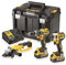DEWALT - Kit 3 outils Perceuse Visseuse à percussion, Meuleuse et Visseuse à chocs, 2x 5Ah batterie, 18V, DCK383P2T-QW
