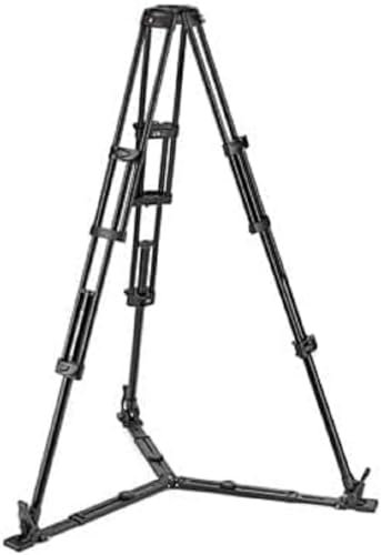 Manfrotto MVTTWINGA - Trípode de Vídeo de Pata Doble en Aluminio con Estabilizador a RAS de Suelo, Adaptador semiesférico de 100 mm a 75 mm, Pies Dobles con Clavos