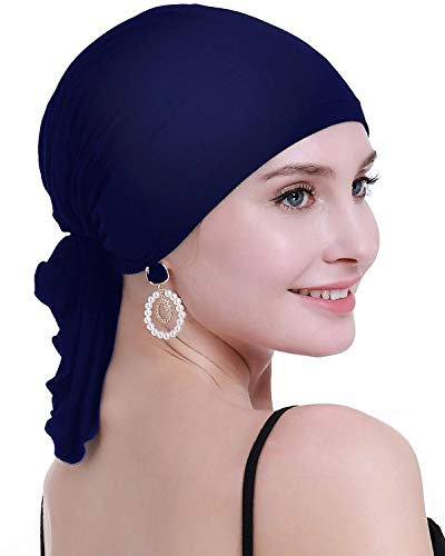 osvyo Bambus Chemo Kopftuch für Frauen mit Haarausfall - Krebspatienten Kopfbedeckung Turban in Versiegelter Verpackung KÖNIGLICHES BLAU