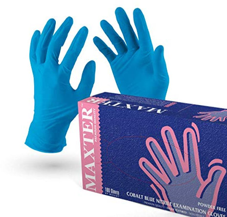 VENSALUD Boîte de100 gants jetables, en nitrile, non poudrés, couleur : bleu, taille S, 3