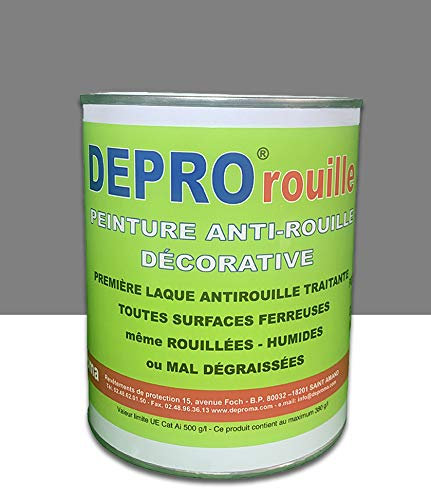 DEPROMA Peinture antirouille pour métal neuf et rouillé - GRIS CLAIR - 1KG