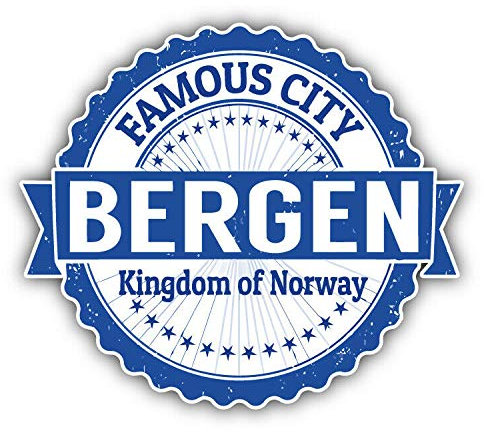 10cm! Klebe-Folie Wetterfest Made-IN-Germany Bergen City Norway Grunge Travel Stamp G676 UV&Waschanlagenfest Auto-Aufkleber Sticker Decal