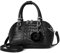 NICOLE & DORIS Handtasche Damen Klein Retro Umhängetaschen Henkeltasche Kroko Optik Schultertaschen PU Leder Tasche mit Blumen Anhänger Schwarz