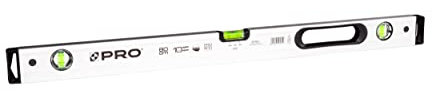 PRO800 Wasserwaage 80cm beidseitig gefräst mit Ergonomischen Profil - ERS+ (Easy Reading System) Präzise Wasserwaage mit Anti Shock Absorber Endkappen - Farbe Weiß
