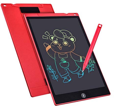 Bunte LCD Schreibtafel 12 Zoll,LCD Writing Tablet Elektronischer Tablette Grafiktablet Digitaler Drawing Pad,Kinderspielzeug FÜR 3-12 Jahre Alte Mädchen (rot)