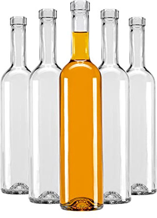 SUPERBUTELKI.PL Lot de 5 bouteilles en verre Futura, 500 ml, verre élégant et moderne, pour le stockage du vin, des teintures, du miel et du sirop, verres vides, bouteilles avec bouchon