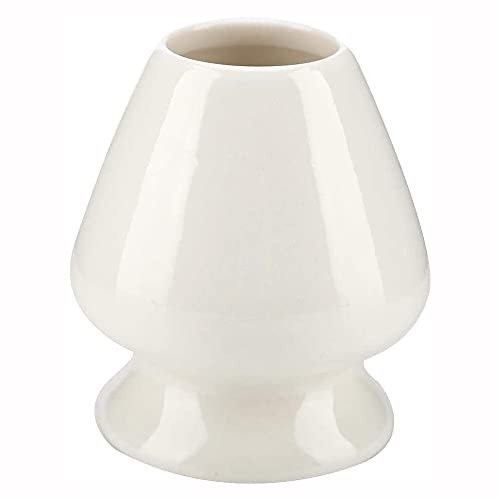 ANCLLO Support de fouet à matcha en céramique pour matcha en bambou pour accessoires de service à thé (blanc)