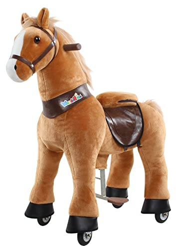 WondeRides Ride On Horse for Toddlers 3-5, Brown Riding Horse