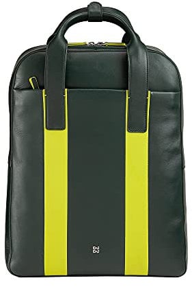 DUDU Herrenrucksack aus Leder, Laptoprucksack bis zu 16 Zoll, Tabletrucksack, Rucksack für die Reise, für Business und Büro, elegant und bunt, mit Rollkofferbefestigung Mangrove
