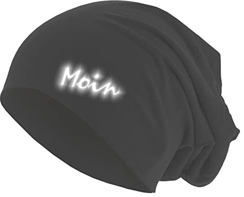 Stylischer Jersey Beanie aus Baumwolle mit reflektierendem Moin Druck Perfekt für Nordlichter, ideal für Freizeit und Sport, Unisex, vielseitig tragbar Schwarz OneSize (M/L)