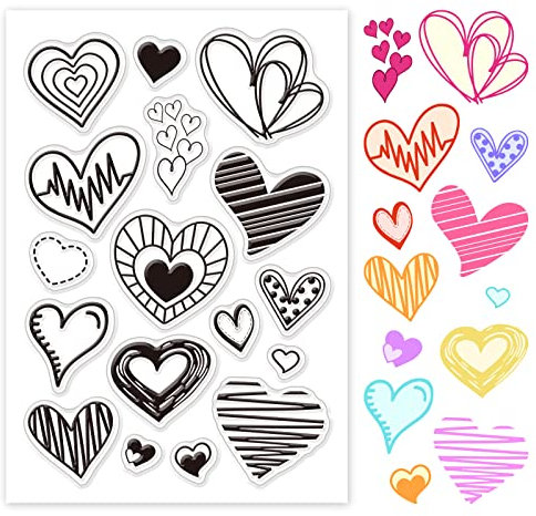 GLOBLELAND Silikonstempel Herz Klare Stempel Herz Transparentes Stempel Siegel Clear Stamps für Kartenherstellung und DIY Scrapbooking Dekor