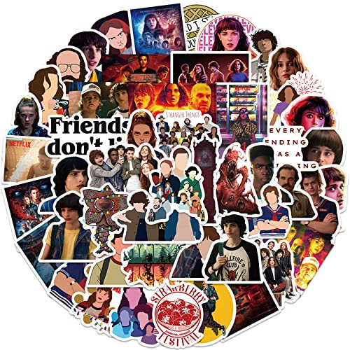 Stranger Things 4 Stickers for Water Bottle, 50pcs Cool TV Waterproof Vinyl Decal for Teen Girl Laptop Skateboard Phone Guitar Travel Case Bike (Stranger Things 4)