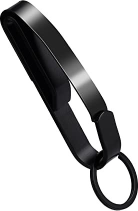 KINBOM Tactical Key Holders for Duty Belt and 2pcs Key Rings, Stainless Steel Tactical Stealth Key Ring Holder Clip for Police and Fire agencies Men for 1.5-1.85inch Wide Duty Belts (Black)