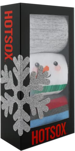 Hot Sox Damen Schneemann-Socken, rutschfest, 3 Paar, Gemischt, 42-44.5 EU