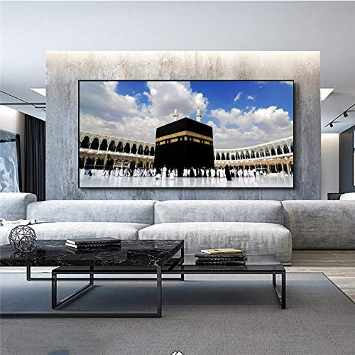 Tongda Decor Berühmte Religion Architektur Wandkunst Leinwand Poster und Drucke Kaaba Wandbilder Islamische Religiöse Wohnkultur Leinwand Gemälde für Wohnzimmer 80x160cm Rahmenlos