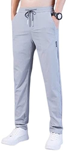 Men's Fast Dry Stretch Pants Casual Trousers Lightweight Drawstring Design for Exercise Fitness Workout Running Trousers
