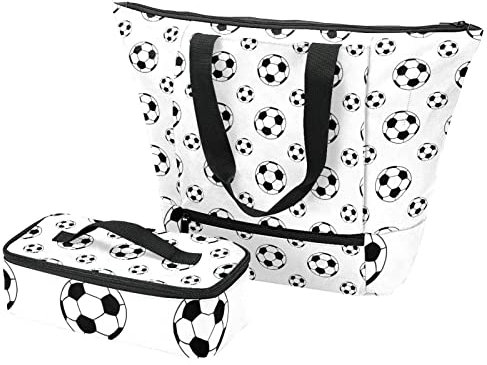 Bolsa grande y lonchera de fútbol + bolsas aislantes para viajes, trabajo, escuela, multicolor, Talla Unica