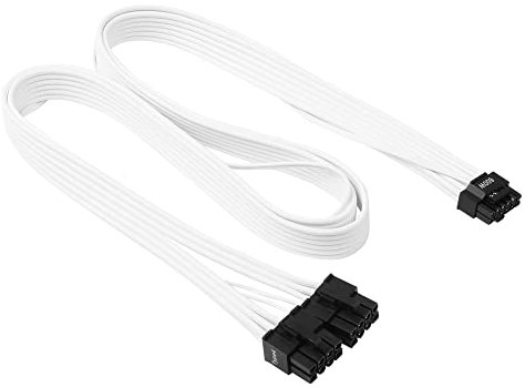 PCIE 5.0 Cable for Corsair, 27'' 16AWG Dual 8 Pin to 12VHPWR PCIE Cable for Thermaltake Power Supply, Male 12+4pin Connector Power for GPU (180°, White)