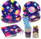 Weltraum Partygeschirr Kindergeburtstag, Weltraum Astronaut Geburtstag Partygeschirr Set mit Weltraum Papierteller Papierbecher Servietten Geburtstag Deko für Kinder (120Stück)