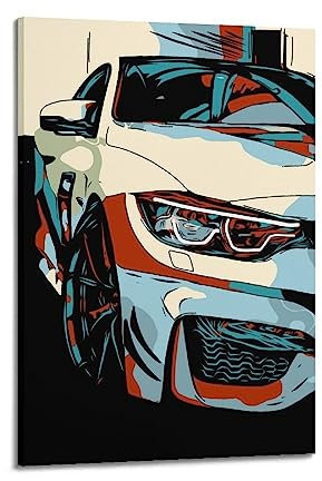 DIMAO Supercar Poster für BMW-Kunst, Auto, Sportwagen, dekorative Leinwand, Wand- und Kunstbild, 40 x 60 cm