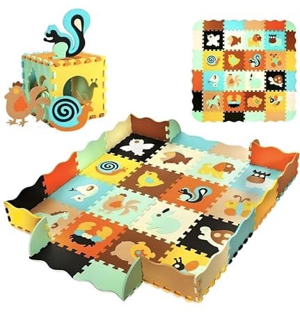 ASENME Babyteppiche 36 Stück XL 145x145cm, Puzzle Play Mats (Mehrfarbig) Children's Eva Foam Puzzle Mat