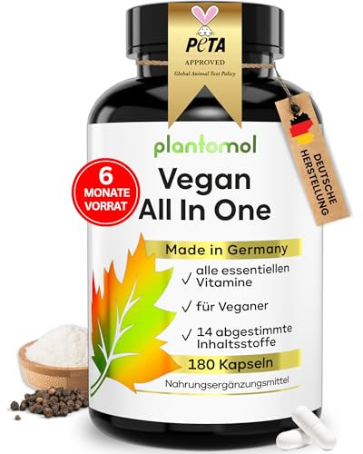 HALBJAHRESVORRAT: Vegan All In One - Vitamine A-Z hochdosiert - Mikronährstoffe & Multi-Vitamin Komplex mit B-Vitaminen D3 K2 Calcium Zink & Eisen - Vegan Complex