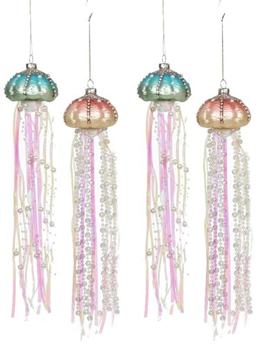 Haloppe Quallen Ornament Weihnachten Glas Perle Quallen Anhänger Kunststoff stilvoll mehrfarbig