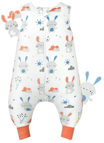 JiAmy Baby Schlafsack ohne Ärmel 1.0 Tog, Extended Beinen Schlafsäcke mit Beinen Superweiche 100% Reine Ganzjährig Schlafanzug für Mädchen 80/2-3 Jahre, Rosa